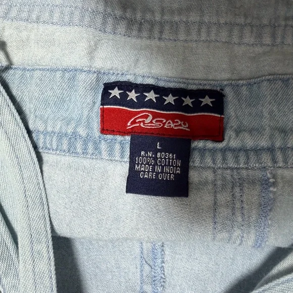 VTG Agapo Thin Denim Embroidered Overalls Cropped Womens L Jumper 90's Y2K Artsy - Picture 5 of 10